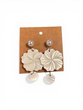 Pearl Top Ivory Floral Drop Earrings